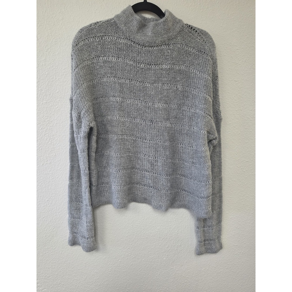 Tularosa Sweater S Grey Striped Collared Long Sleeve Pullover Women Top